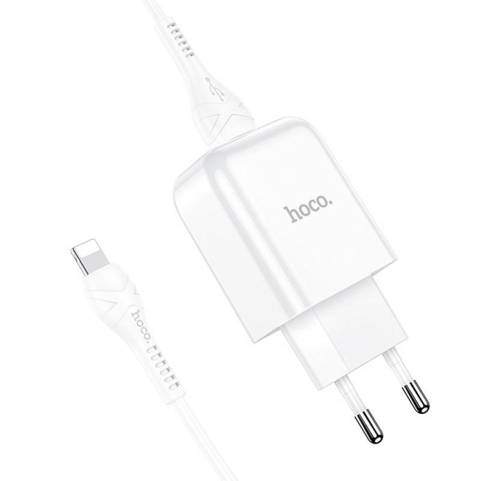 Incarcator Retea  Hoco N2  USB A 2A 10W + cablu USB A la Lightning - ALB [2]