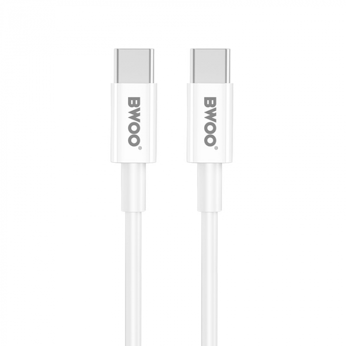 Incarcator Retea BWOO USB C 20W + Cablu Type C - Type C - ALB [3]