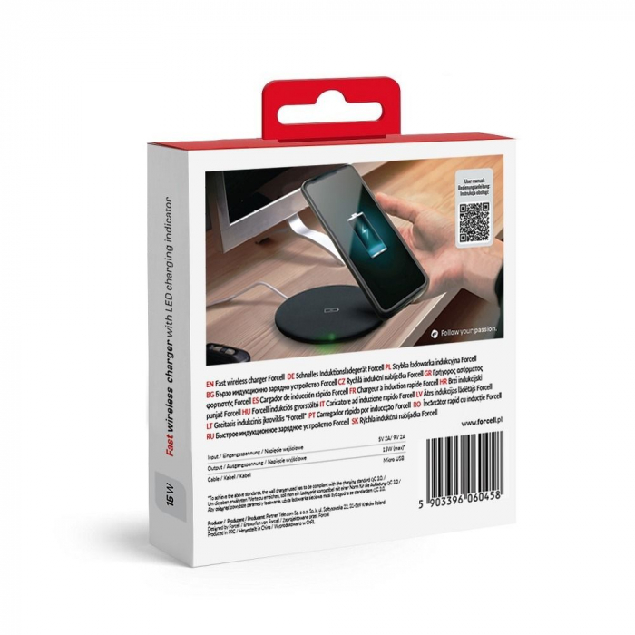 Incarcator Wireless FORCELL Tip C 15W QC  - NEGRU [2]