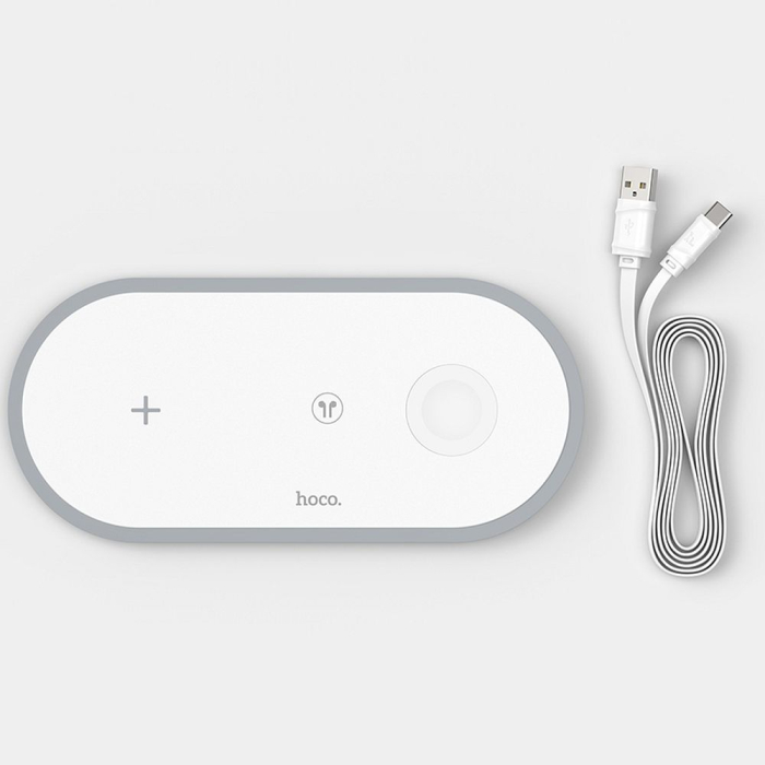 Incarcator Wireless Hoco 3 în 1 Qi 2A 10W - Alb [2]