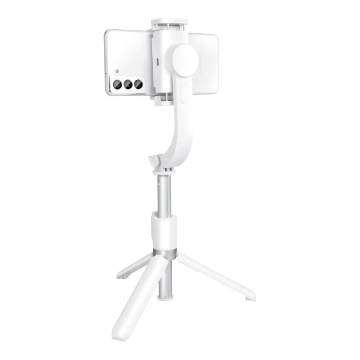 Selfie Stick, Tripod GIMBAL SSTR-L08 cu Stabilizator si Telecomandă Wireless - Alb suport telefon [2]