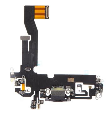 Piese IPHONE - Banda flex Incarcare COMPATIBIL cu IPHONE 12 / 12 PRO NEGRU  Modul cu microfon si conector alimentare MUFA