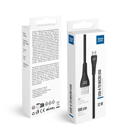 Cabluri de Date si Casti - Cablu USB A la Micro USB Blue Star 2A 12W 1 m PJ-DG3-A - NEGRU