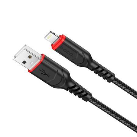 Cablu cu Invelis Textil USB A la Lightning Hoco X59 2.4A 3M - NEGRU cablu iphone [1]
