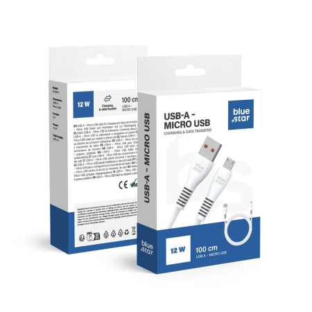Cabluri de Date si Casti - Cablu USB A la Micro USB Blue Star 2A 1 m - ALB