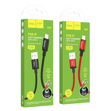 Cablu USB A la Lightning 2.4A Hoco 1m X89 - NEGRU [1]