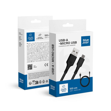 Cablu Micro-USB - Cablu USB A la Micro USB Blue Star 2A 1 m - NEGRU cablu samsung
