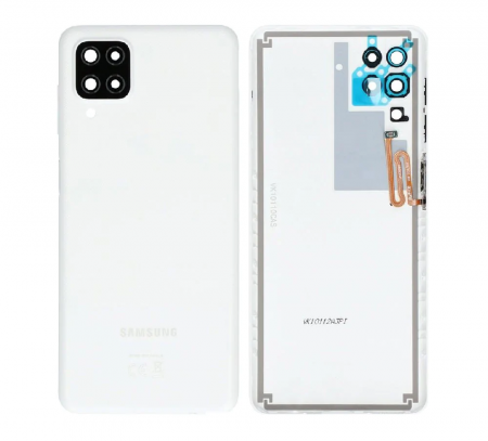 Capace spate - Capac baterie cu geam camera SAMSUNG A12 2020 / A125 Service Pack - ALB WHITE  GH82-24487B SPATE