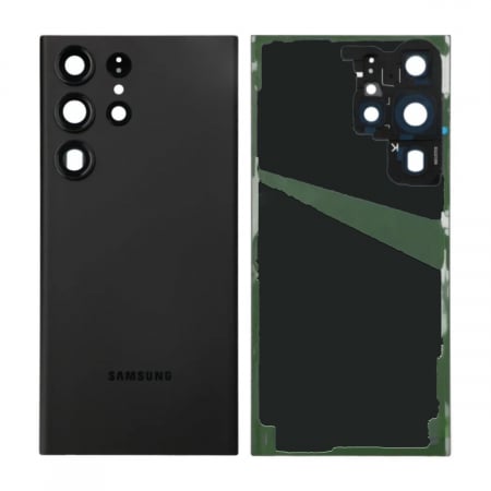 Capace spate - Capac baterie cu geam camera SAMSUNG S23 ULTRA 5G / S918B - Original Service Pack - NEGRU