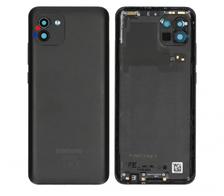 Capace spate - Capac baterie SAMSUNG A035G / A035F A03 CU GEAM CAMERA Service Pack - NEGRU