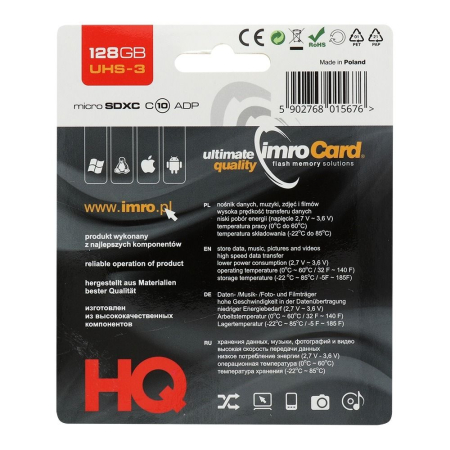Card de memorie microSD IMRO 128GB 100MB/s clasa 10 UHS 3 4K cu adaptor SD [1]