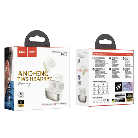 Casti Handsfree - Căști Bluetooth Hoco TWS ANC + ENC EQ20 - Alb