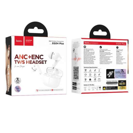 Casti Handsfree - Căști Wireless Hoco TWS ANC EQ34 Plus  -  ALB