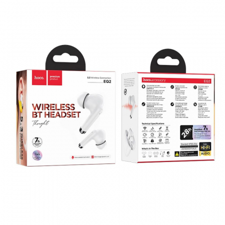 Casti Handsfree - Căști Bluetooth HOCO TWS EQ2 - ALB HANDSFREE HANDS FREE WIRLESS AIRPODS AIRBUDS