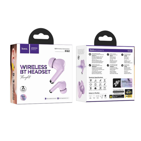 Casti Handsfree - Căști Bluetooth HOCO TWS EQ2 - VIOLET HANDSFREE HANDS FREE WIRLESS AIRPODS AIRBUDS
