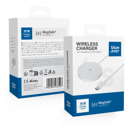 Incarcatoare Wireless - Încărcător wireless BLUE STAR Charing Pad 15w compatibil cu MagSafe - ALB
