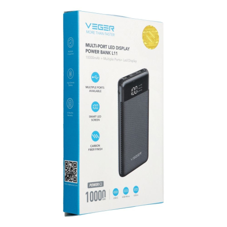 PowerBank - Acumulator / Baterie  Externa VEGER 10000 mAh L11 (W1087) - NEGRU