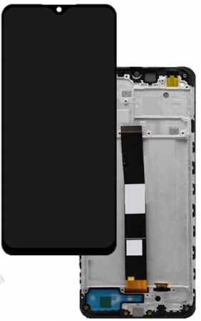 Redmi 9A / 9C 2020 - Ecran Display Xiaomi Redmi 9A / 9C / 9AT / 2020 / 10A 2022 cu Rama Original, SERVICE PACK - NEGRU / BLACK  M2006C3LG, M2006C3LI, M2006C3LC, M2004C3L
