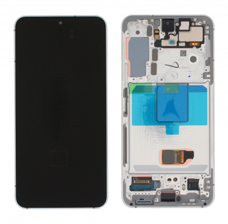 S901B / S22 2022 - Ecran LCD Display SAMSUNG Galaxy S901B / S22 2022 - ORIGINAL SERVICE PACK cu rama  - ALB  / WHITE