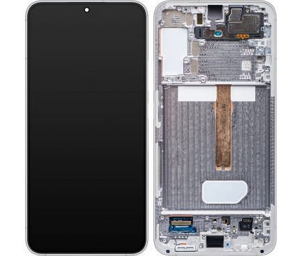 S22 Plus 2022 / S906 - Ecran  Display Samsung S906 / S22 Plus 2022  - ORIGINAL Service Pack cu RAMA - ARGINTIU