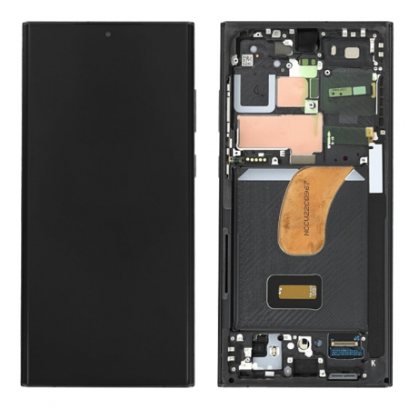 S23 Ultra 5G 2023 / S918 - Ecran  Display Samsung S918 / S23 Ultra 5G 2023  - ORIGINAL Service Pack Cu Rama - NEGRU
