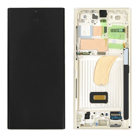 S23 Ultra 5G 2023 / S918 - Ecran Display Samsung S918 / S23 Ultra 5G 2023  - ORIGINAL Service Pack Cu Rama - CREM / BEJ