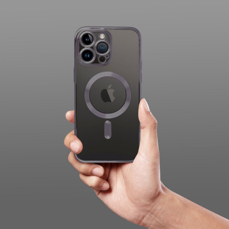 Husa Silicon Electro Mag Cover COMPATIBIL cu IPHONE 14 Pro Max - TRANSPARENT / BLACK [1]