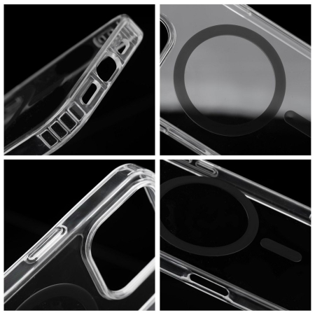 Husa Silicon Drop Glue Colorful Compatibil MagSafe pentru IPHONE 12 Mini - Transparent cu Inel Negru [1]