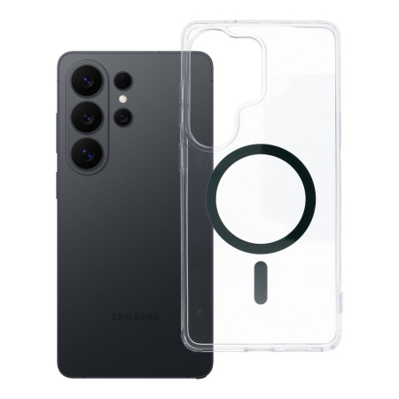 Huse SAMSUNG - Husa Silicon Drop Glue Colorful Compatibil MagSafe pentru SAMSUNG S26 ULTRA / S948 - Transparent cu Inel verde inchis