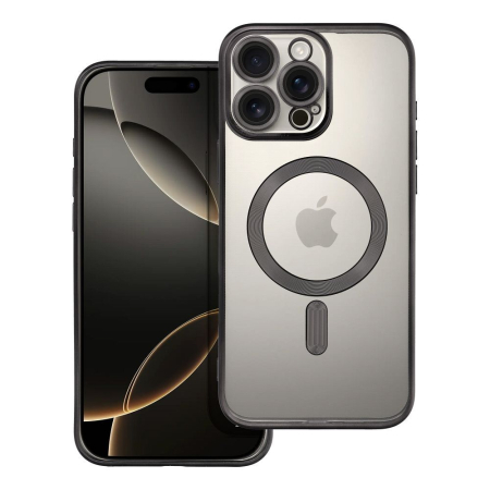 Huse IPHONE - Husa Silicon Electro Mag Cover COMPATIBIL cu IPHONE 16 Pro - TRANSPARENT / BLACK