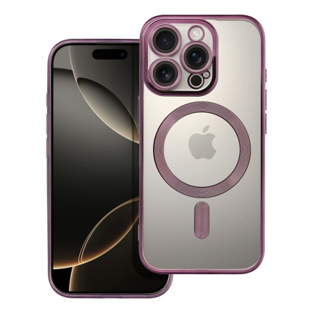 Huse IPHONE - Husa Silicon Electro Mag Cover COMPATIBIL cu IPHONE 16 Pro - TRANSPARENT / PURPLE