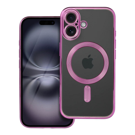 Huse IPHONE - Husa Silicon Electro Mag Cover COMPATIBIL cu IPHONE 16 - TRANSPARENT / ROSE