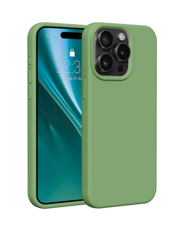 Huse IPHONE - Husa ETTERI Silicone Case  COMPATIBIL CU IPHONE 15 Pro Max - LIGHT GREEN
