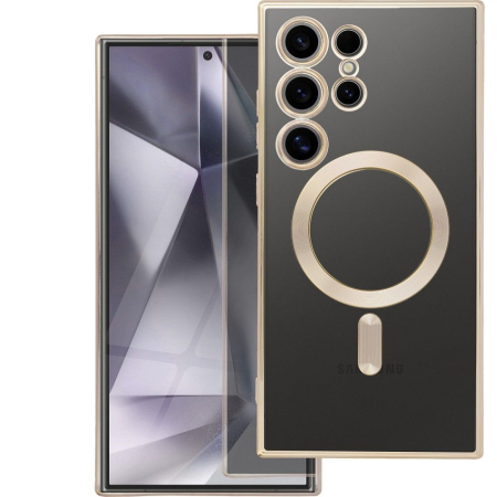 Huse SAMSUNG - Husa Silicon Electro Mag Cover COMPATIBIL cu SAMSUNG S24 ULTRA / S928 - TRANSPARENT / GOLD