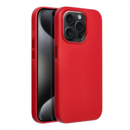 Huse IPHONE - Husa Leather Mag Cover IPHONE 15 PRO - ROSU PIELE