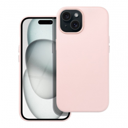 Huse IPHONE - Husa Leather Mag Cover IPHONE 15 - ROZ PIELE