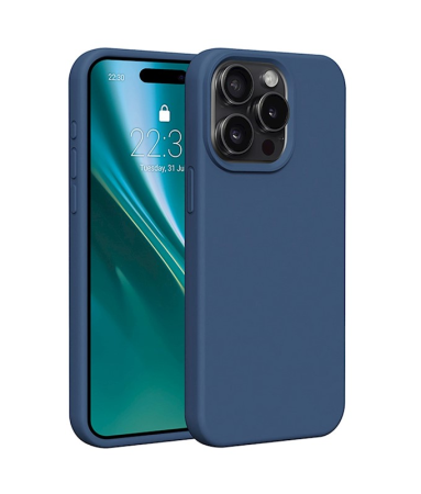 Huse IPHONE - Husa ETTERI Silicone Case  COMPATIBIL CU IPHONE 15 Pro Max - DARK BLUE