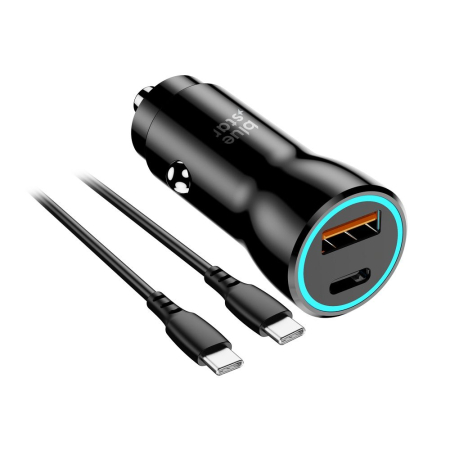 Incarcator Auto  BLUE STAR 3A 30W Tip C + USB A + Cablu Tip C la Tip C PD QC3.0 AFC PPS - NEGRU [1]