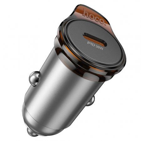 Încărcător AUTO HOCO Tip C PD QC 30W NZ16  - GRI INCHIS [1]