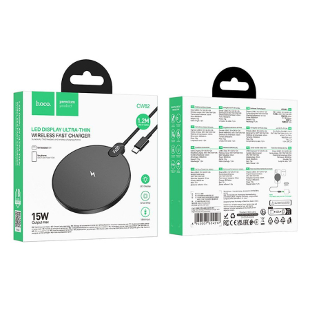Incarcatoare Wireless - Incarcator Wireless Hoco 15W cu cablu USB C CW62 - NEGRU