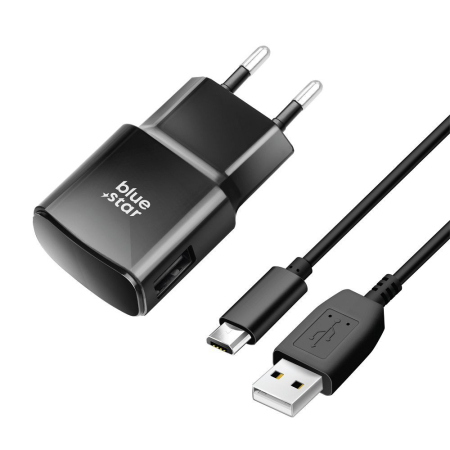 INCARCATOR de retea BLUE STAR LITE 2A 10W cu Cablu Micro USB - NEGRU [1]