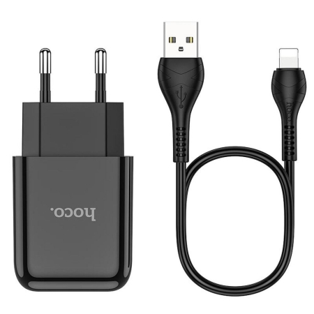 Incarcator Retea  Hoco N2  USB A 2A 10W + cablu USB A la Lightning - ALB [1]