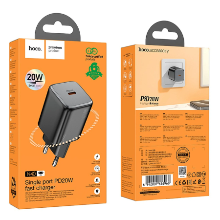 Incarcatoare - Incarcator Retea Hoco USB C QC PD 20W N40 - NEGRU