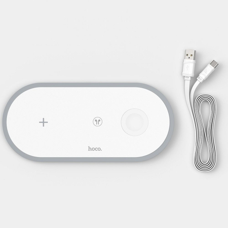 Incarcator Wireless Hoco 3 în 1 Qi 2A 10W - Alb [1]