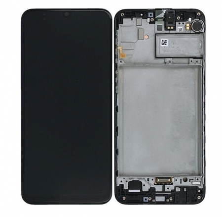 Galaxy M - Ecran Display Samsung M21 / M30S 2020 - M215 / M307 ORIGINAL Service Pack cu Rama - NEGRU