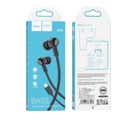 Casti Handsfree - Căști cu fir Hoco M86 mufă USB-C cu microfon - NEGRU