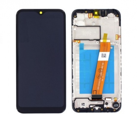 Galaxy A - Ecran Display Samsung A01 2020 / A015F ORIGINAL Service Pack cu Rama - NEGRU
