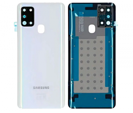 Capace spate - Capac baterie cu geam camera SAMSUNG A21S / A217F - SERVICE PACK - ALB