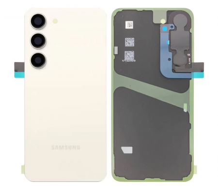 Capace spate - Capac Baterie cu geam camera SAMSUNG S23 5G / S911 Service Pack - Crem / Bej
