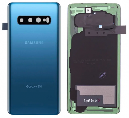 Capace spate - Capac baterie cu geam camera SAMSUNG S10 / G973 - Service Pack - BLUE